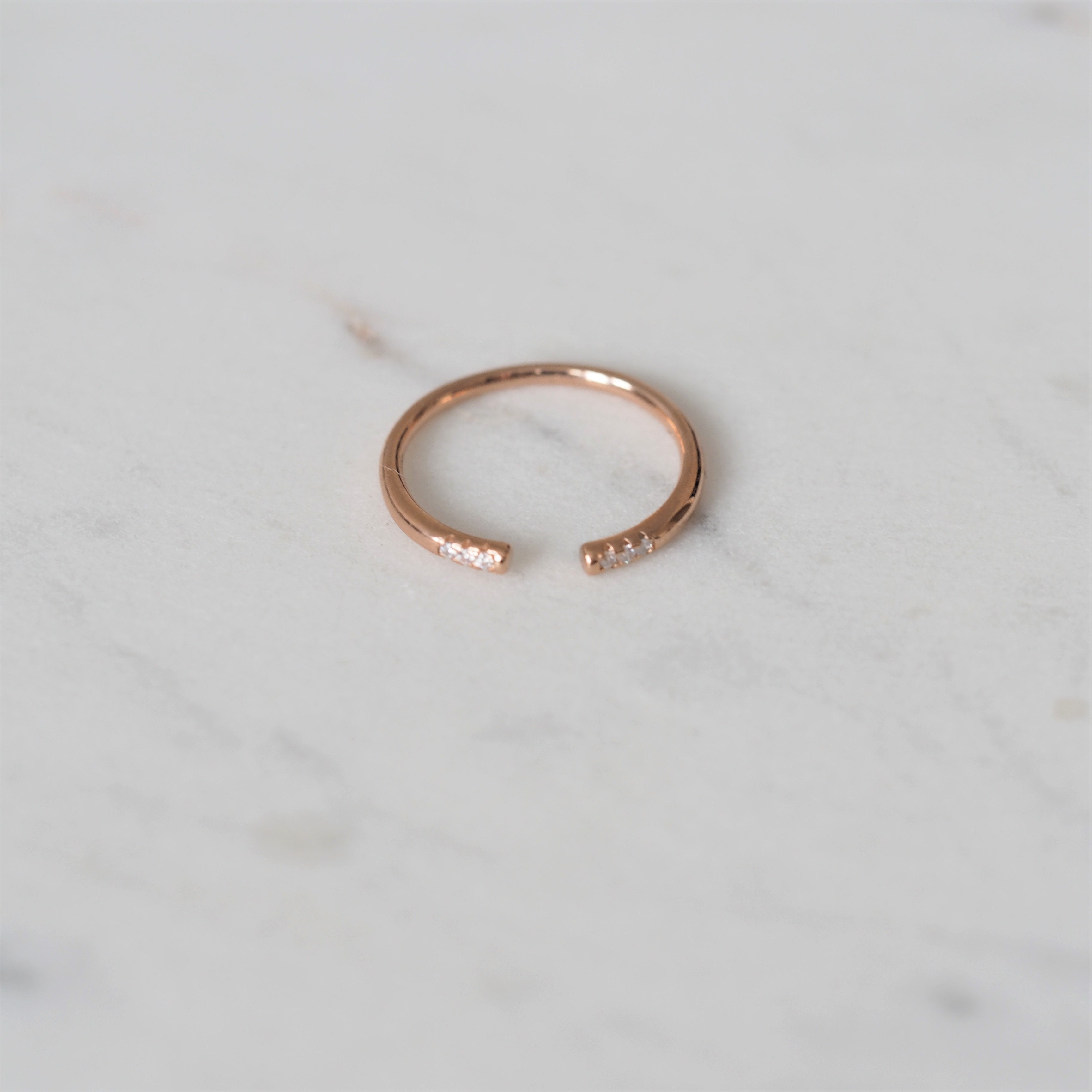 Pave Cuff Ring - Rose Gold