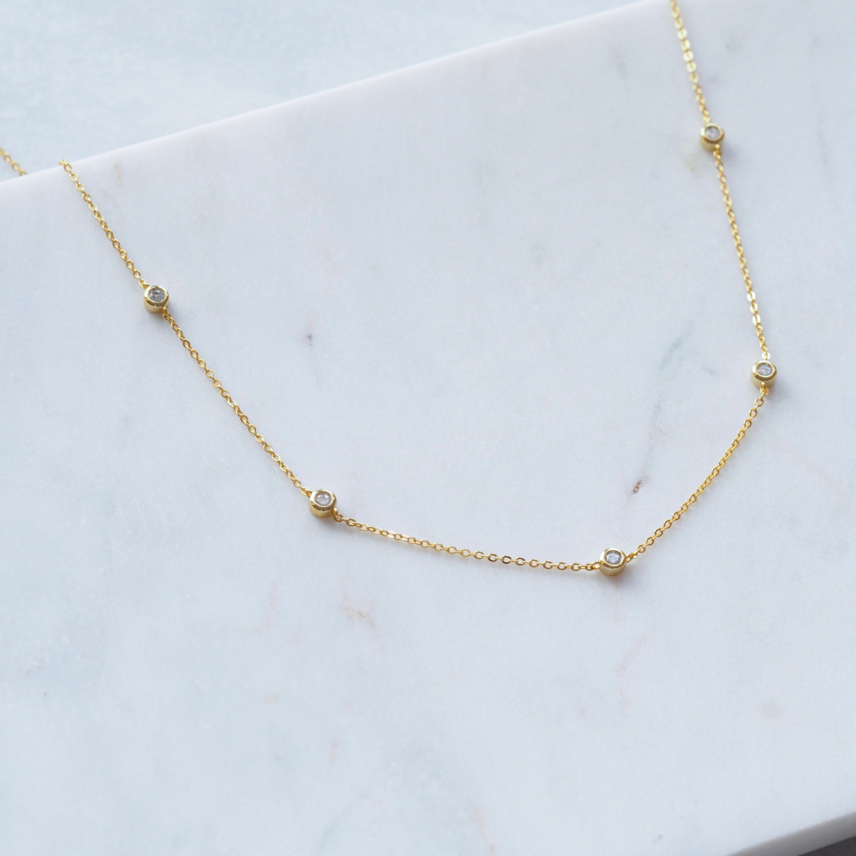 Crystal String Dainty Chain Necklace