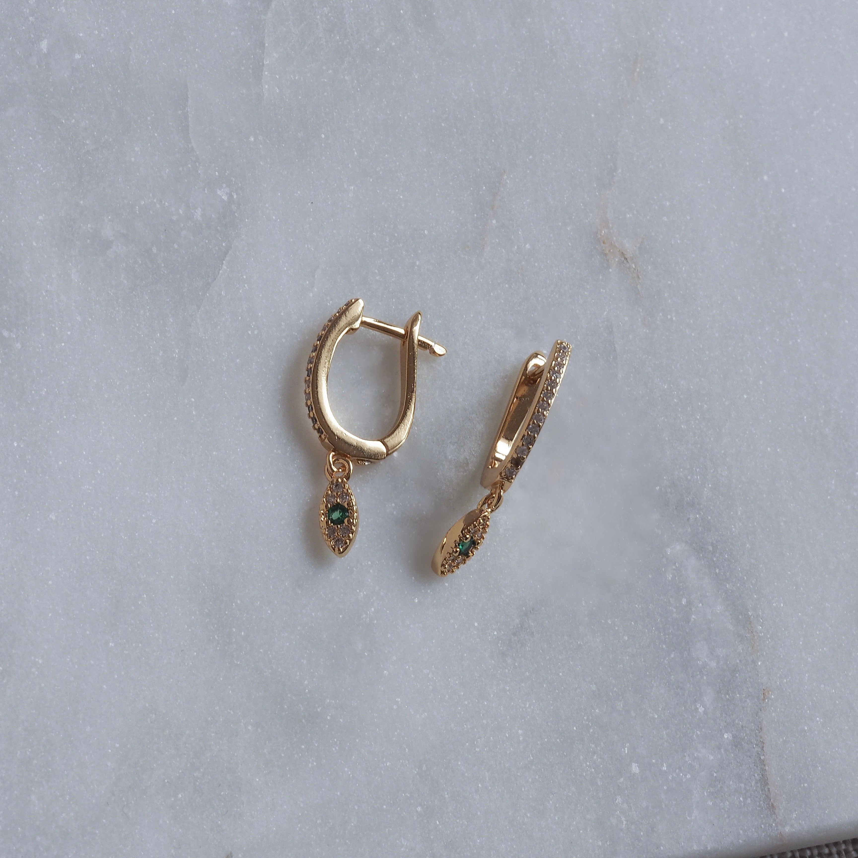 Emerald Eye Drop Earrings